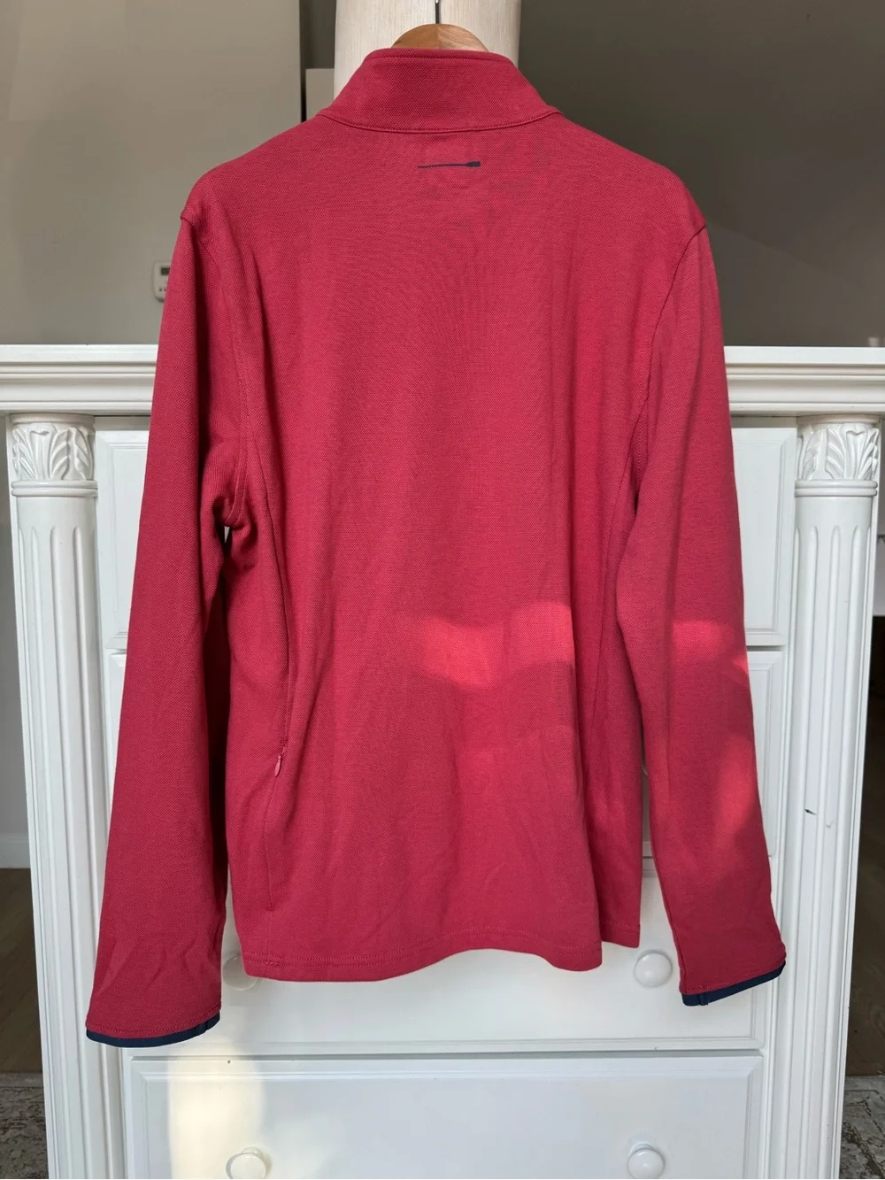 J. Crew Raspberry Quarter-Zip Pullover with Navy Trim NWT size M